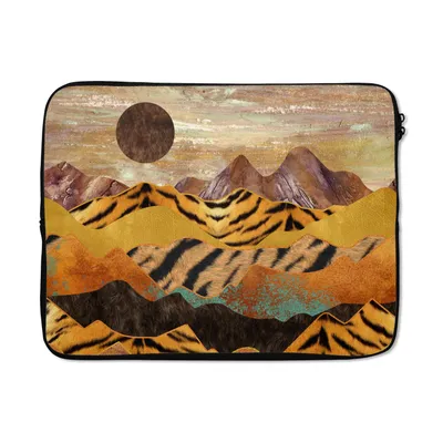 Produktbild von MuchoWow® Laptop Hülle 15 Zoll Tigerdruck - Marmor - Gold Laptoptasche - Laptoptasche - Sleeve - Rundum-Schutz