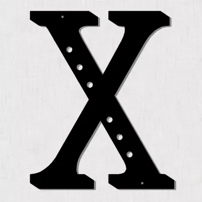 Obrázek produktu pro 3D kovové písmeno "X" pro dekoraci stěn