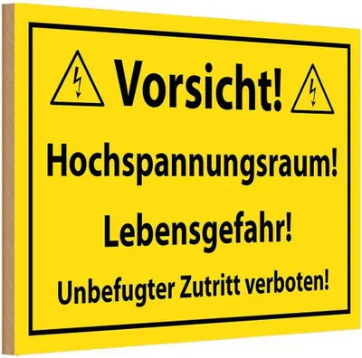 Produktbild von vianmo Holzschild 20x30 cm Vorsicht Hochspannungsraum Warnschild Hinweisschild