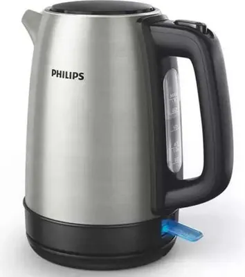 Zdjęcie produktu dla Philips Daily Collection HD9350/90 Metalowa pokrywa z mechanizmem sprężynowym, wskaźnik, 1,7 l, 2200 W, Metal, Wskaźnik poziomu wody, Bezprzewodowy, Filtrowanie