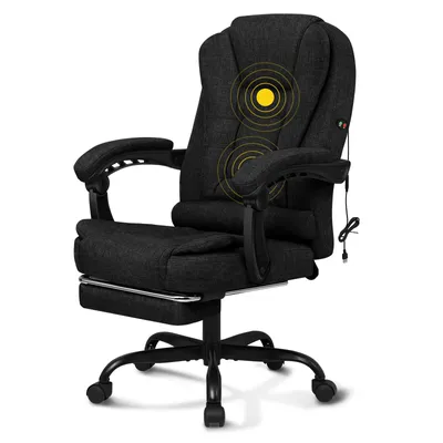Produktbild von ALFORDSON Ergonomischer Bürostuhl mit Massagefunktion, Fußstütze und 150°-Neigung, Samt-Chefsessel mit SGS-Gasdruckfeder, Schwarz