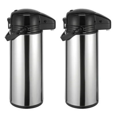 Produktbild von 2er Set Thermoskanne Kaffeekanne Edelstahl 1,9 Liter Isolierkanne Teekanne Thermo Kaffee Tee Kanne Airpot Pumpkanne Getränkespender