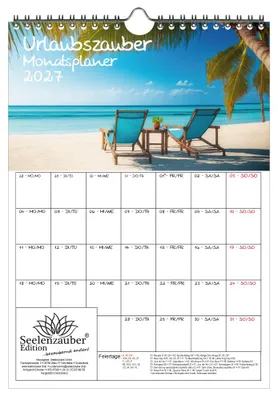Produktbild von Urlaubszauber Planer DIN A4 Kalender für 2027 Ferne Länder und Urlaubsträume - Seelenzauber