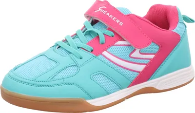 Produktbild von Sneakers Kinder-Sportschuh-Indoorschuh-Hallenschuh Petrol-Türkis-Pink-Weiß, Farbe:blau, EU Größe:40