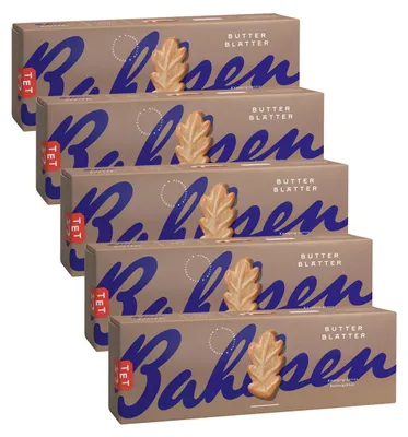 Immagine prodotto di Bahlsen Butterflakes, biscotti al burro croccanti e teneri da 125 g in confezione da 5 pezzi
