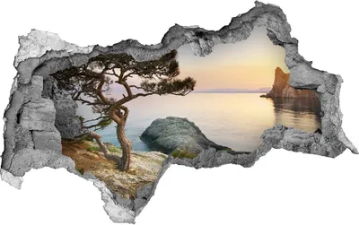 Produktbild von Selbstklebender Loch-3D-Aufkleber 95x73 cm Baum durch das Meer
