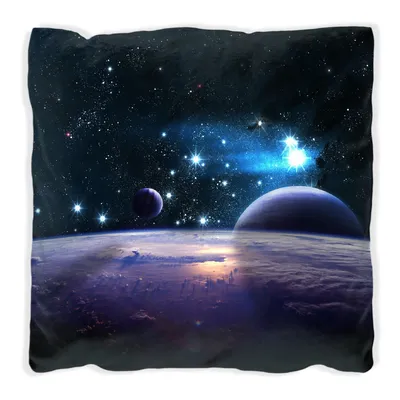 Produktbild von Wallario Premium Kissen, weiche Oberfläche, mit Motiv Planeten im Weltall, Größe: 60 x 60 cm, mit weißer Rückseite