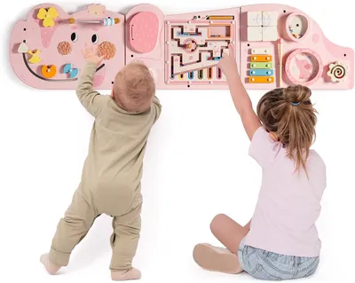 Produktbild von Montessori-Holz-Motorikbrett – 1 Beschäftigungsbrett – Wandspielzeug für Kinder ab 18 Monaten – Montessori-Spielzeug