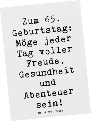 Produktbild von Mr. & Mrs. Panda Postkarte Spruch 65. Geburtstag - Weiß - Geschenk, Happy Birthday, inspirierend, Ansichtskarte, Meilenstein, Postkarten, Grußkarte, Glückwunsch, Alter