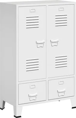 Produktbild von vidaXL Kleiderschrank Industrie-Stil Weiß 67x35x107 cm Stahl