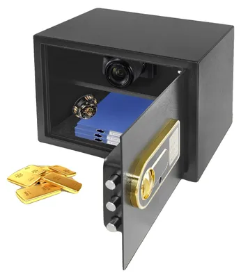 Zdjęcie produktu dla Sejf elektroniczny, zamek szyfrowy, ognioodporna osłona na dokumenty, czarny