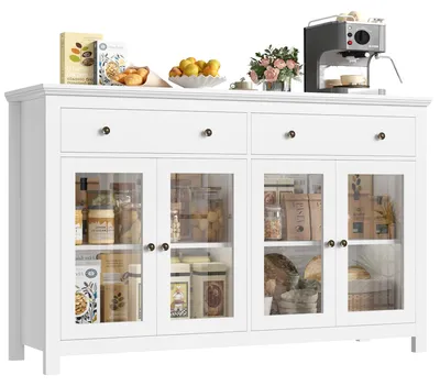 Obrázek produktu pro Komoda – Servantka – Skříňka – Úložná skříň – Bílá – 140 x 90,7 x 40 cm
