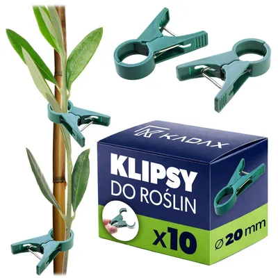 Produktbild von Pflanzenclips - Tomaten- und Blumenklammern - 20 mm Durchmesser - Für Stäbe und Rankhilfen - 10er Set - Grün