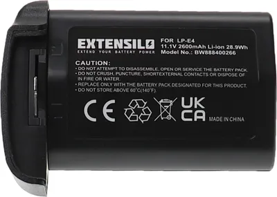 Produktbild von EXTENSILO Akku Ersatz für Canon LP-E4N, LP-E4 für Kamera (2600 mAh, 11,1 V, Li-Ion)