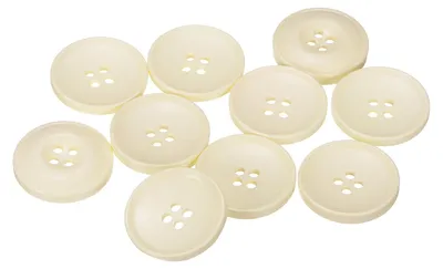 Nähknöpfe, 10 Stück, 30 mm, rund, 4 Löcher, weiß