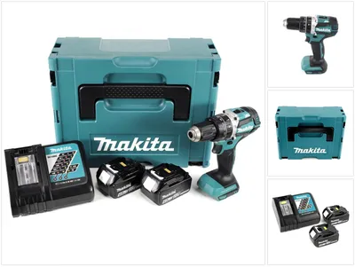 Immagine prodotto di Makita DHP 484 RMJ Trapano avvitatore con percussione a batteria18V in valigetta Makpac + 2x Batterie BL 1840 4,0 Ah + Caricabatterie DC18RC