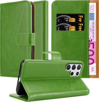 Produktbild von Cadorabo Hülle für Samsung Galaxy S22 ULTRA Schutzhülle in Grün Handyhülle Book Tasche Case Etui Luxury