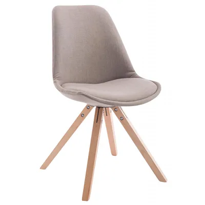 Produktbild von CLP 4 x Besucherstühle Toulouse Stoff Square mit Sitzpolster und eckigen Holzbeinen taupe Gestell Farbe natur