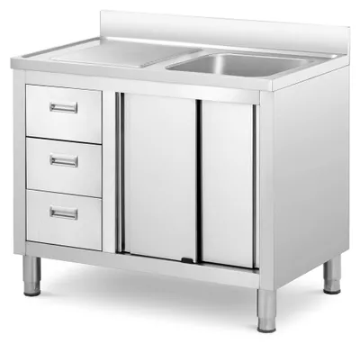 Produktbild von Spülenschrank mit 1 Becken aus Edelstahl 400 x 400 x 300 mm
