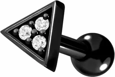 Produktbild von Ohrpiercing Chirurgenstahl Ohrpiercing DREIECK + KRISTALLE
