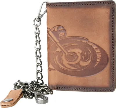 Produktbild von Biker Naturleder Geldbörse mit einem Motorrad und mit einer Metallkette