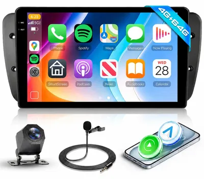 Imagen del producto de Radio para coche 4G con 64 GB de almacenamiento, pantalla táctil InCell de 9 pulgadas y sistema operativo Android 9