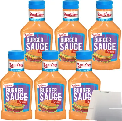 Produktbild von Bautzner Burger Sauce 6er Pack (6x300ml Flasche) + usy Block