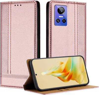 Produktbild von Handyhülle für Realme GT Neo 3 Leder Flip Klappbare Schutzhülle mit Standfunktion Pink