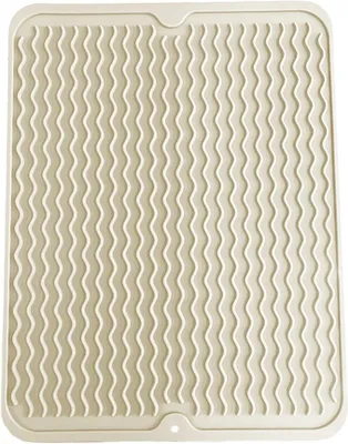 Produktbild von PolkaHome® Silikon Abtropfmatte Creme 50 x 40 cm – Antirutsch, Hitzebeständig, Faltbar für Spüle & Arbeitsplatte