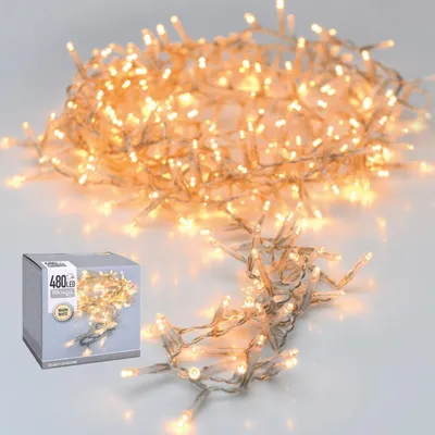 Zdjęcie produktu dla Świąteczne oświetlenie LED, 480 diod, ciepła biel, z timerem i 8 trybami, 36 metrów, przezroczysty kabel, do użytku wewnątrz i na zewnątrz, IP44 – energooszczędne,  , oświetlenie choinki – dekoracje świąteczne