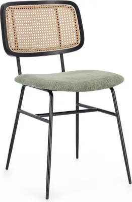 Produktbild von 2 Vintage-Küchenstühle mit Rattan-Rückenlehne Glenna Bizzotto - Dunkel Grün