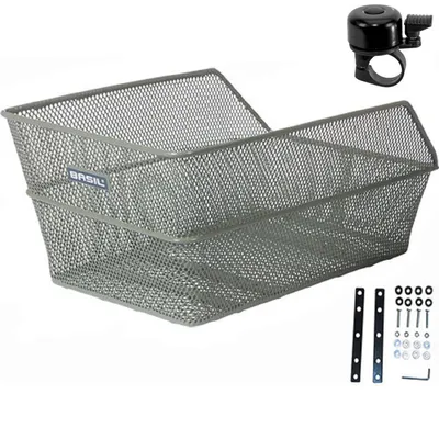 Produktbild von Basil Hinterradkorb Cento für Schultasche olivgrün 38x24x11cm engmaschig
