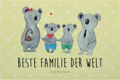 Produktbild von Mr. & Mrs. Panda Hackbrett Koala Familie zwei - Gelb Pastell - Geschenk, schneidbrett, Glas, Muttertag, Schneidebrett, Aus, Koalabär, Familienzeit, Schneideplatte
