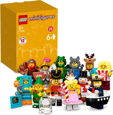 Produktbild von LEGO 71036 Minifiguren Serie 23 - 6er Pack, limitierte Auflage 2022, Überraschungstüte mit 6 zufällig ausgewählten Minifiguren von 12