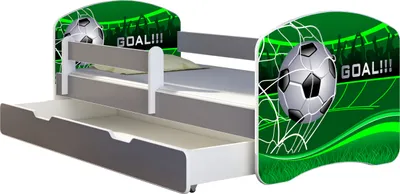 Produktbild von ACMA Jugendbett Kinderbett Junior-Bett Komplett-Set mit Matratze Lattenrost und Rausfallschutz Grau 14 Goal  160x80 + Bettkasten