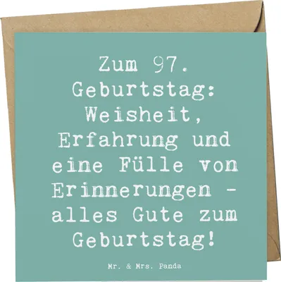 Produktbild von Mr. & Mrs. Panda Grußkarte Spruch 97. Geburtstag - Meeresbrise - Geschenk, Klappkarte, Happy Birthday, unvergessliche Momente, anlasskarte, doppelkarte, Glückwunschkarte