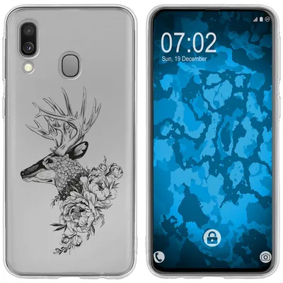 Produktbild von PhoneNatic Case kompatibel mit Samsung Galaxy A40 Silikon-Hülle Floral Hirsch M7-1