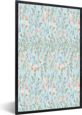 Produktbild von MuchoWow® MuchoWow® Gerahmtes Poster Blumen - Pastell - Collage 40x60 cm - Poster mit zchwarzem Bilderrahmen - Papierdruck - Wandbilder