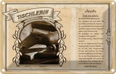 Produktbild von vianmo Blechschild 12x18 cm Tischlerin Beruf Arbeit
