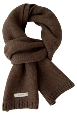 Produktbild von Winterwollstrickschal, einfarbig, gerippt, lang, weich und warm, Pashmina-Schal