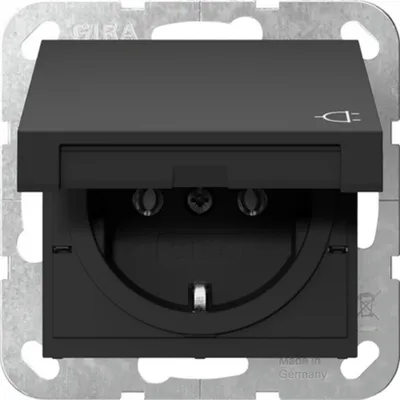 Produktbild von Gira SCHUKO-Steckdose, KD, System 55, Schwarz, matt, 1 Stk.
