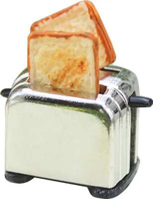 Produktbild von Mini-Toaster-Modell, 1:12 Puppenhaus-Zubehör, Simulation eines Miniatur-Toasters mit 2 abnehmbaren Toasts für die Küchenszene