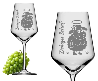 Produktbild von 1x Weinglas Gravur Zickiges Schaf 350ml spülmaschinenfest für gesellige Abende
