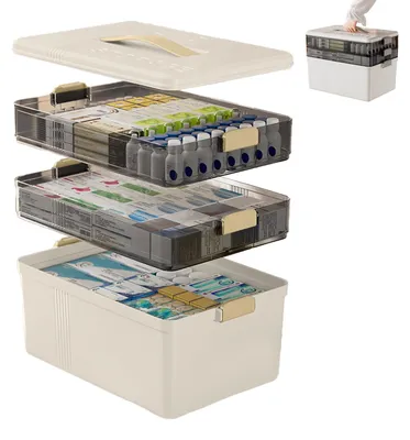 Immagine prodotto di Contenitore per la conservazione di farmaci a 3 scomparti, multifunzionale e con maniglia