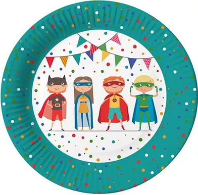 Produktbild von Papstar Pappteller Ø 23 cm "Superhero", 20 x 10 Stück