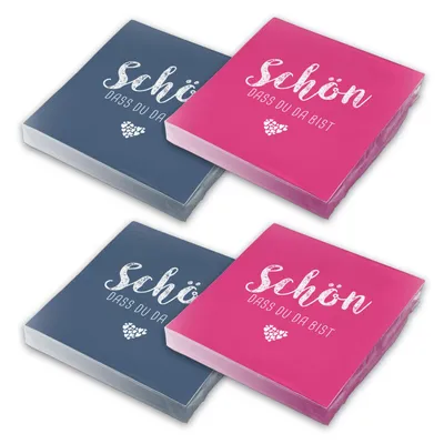 Produktbild von itenga 80x Serviette Schön dass du da bist (40x dunkelblau - 40x pink)