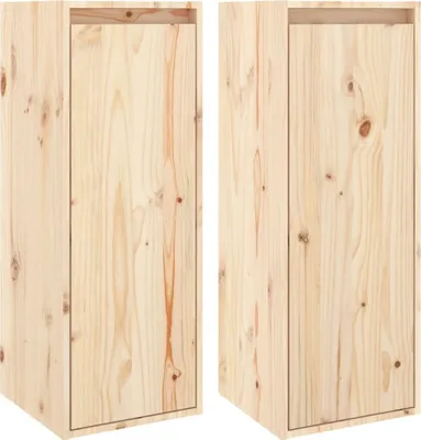 Two wooden cabinets shown side-by-side against a white background.