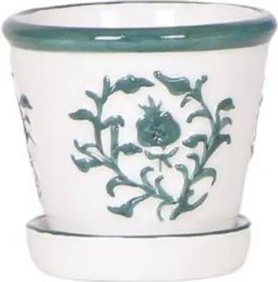 Zdjęcie produktu dla Doniczka Malaga - zielona - Ø6cm - ozdobna doniczka ceramiczna w stylu