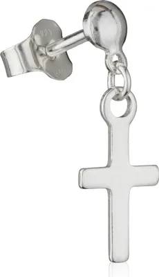 Produktbild von Einzel Ohrstecker 925 Silber mit Kreuz 11,6mm Ohrhänger Gothic Ohrringe
