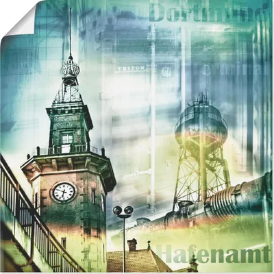 Produktbild von ARTland Poster Dortmund Skyline Collage I Größe: 70x70 cm